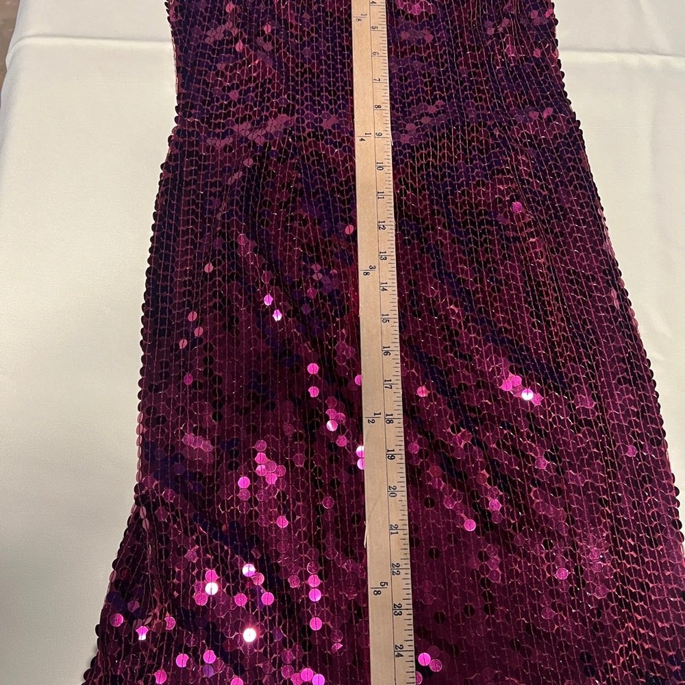 NITELINE DELLA ROUFOGALI‎ Vintage Sequin Halter Dress Burgundy Magenta Size 6 - Picture 7 of 7
